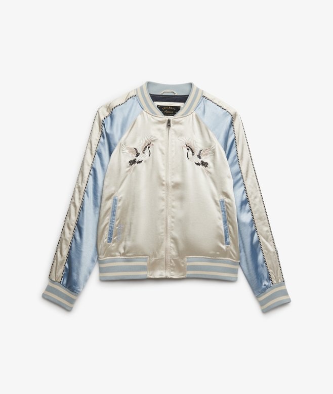 SUIKJAN EMBROIDERED BOMBER (BLUE FOG)