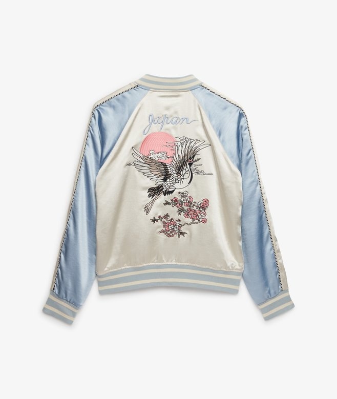 SUIKJAN EMBROIDERED BOMBER (BLUE FOG)