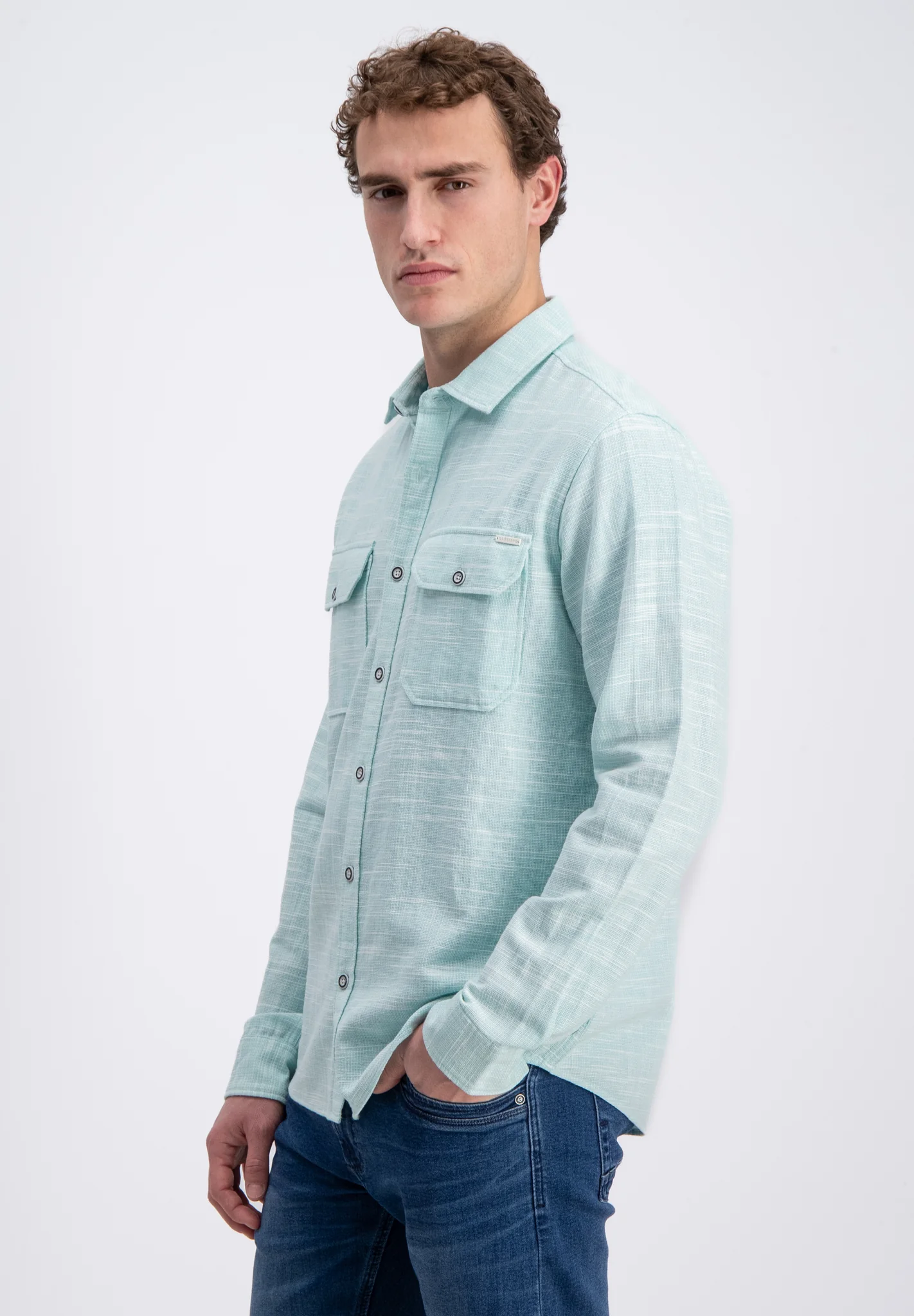 3365315 TIMOR SHIRT LONGSLEEVE SLUB WITH POCKETS  (5888 LAGOON GREEN)