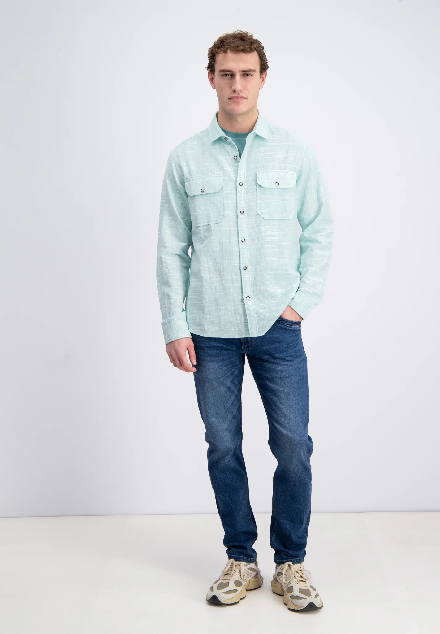 3365315 TIMOR SHIRT LONGSLEEVE SLUB WITH POCKETS  (5888 LAGOON GREEN)