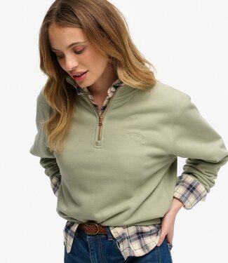 Superdry ESSENTIAL LOGO EMB HALF ZIP (DUSTY SAGE)