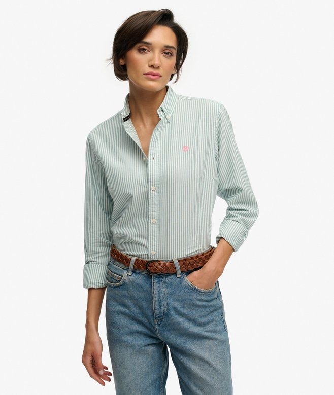 SLIM OXFORD BD L/S SHIRT (PEPPERMINT CHALK)