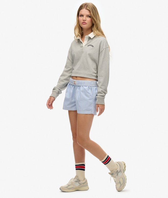 COTTON STRIPES ELASTIC SHORT (BROKER BLUE)