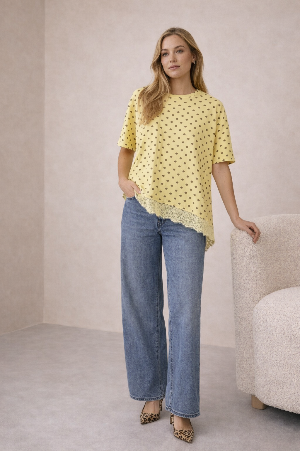 GIORGIA Polkadots Kant T-shirt (Yellow)
