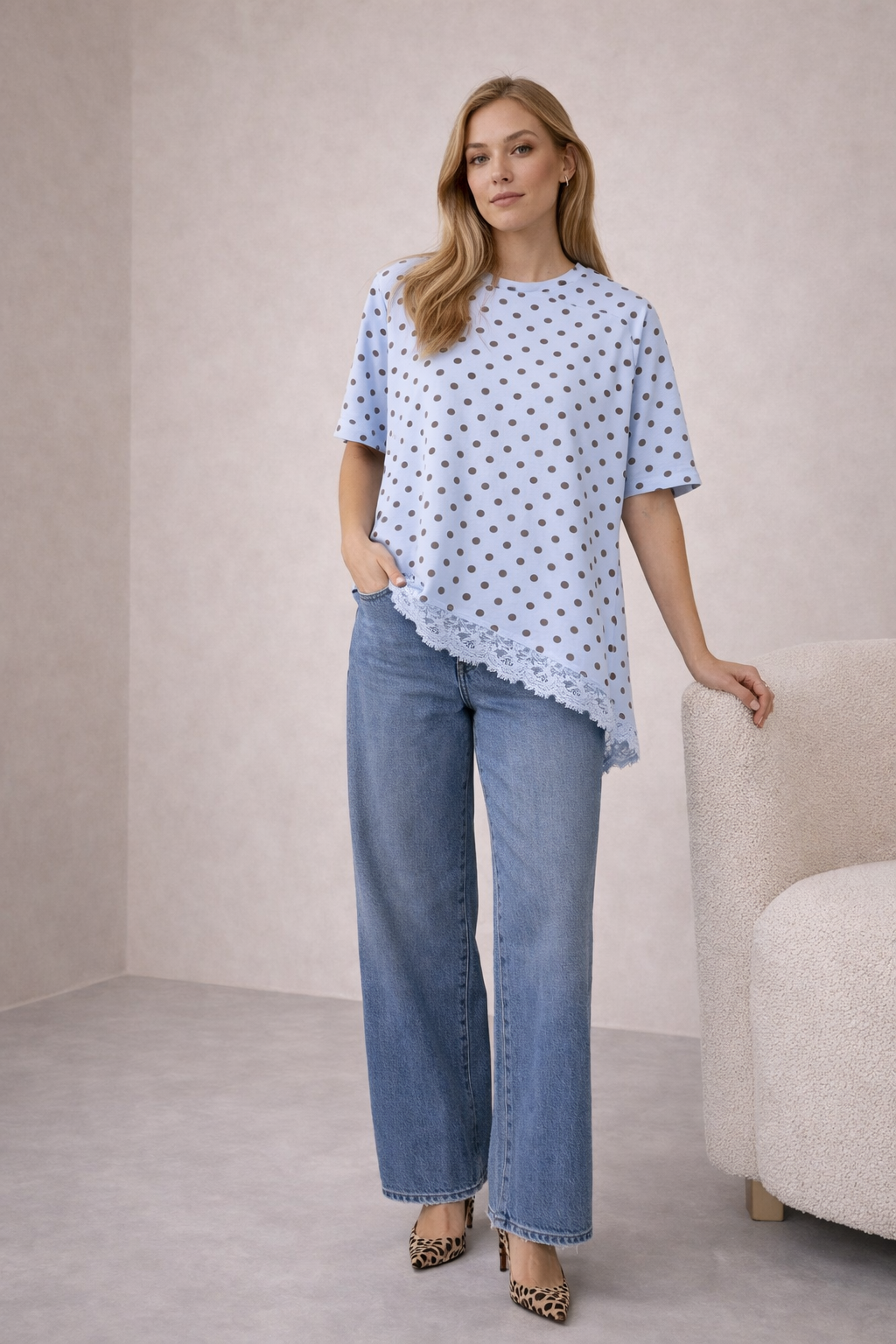 GIORGIA Polkadots Kant T-shirt (Blue)