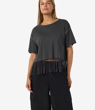 NOISY MAY NMGABY S/S FRILL T-SHIRT (OBSIDAN/STONES