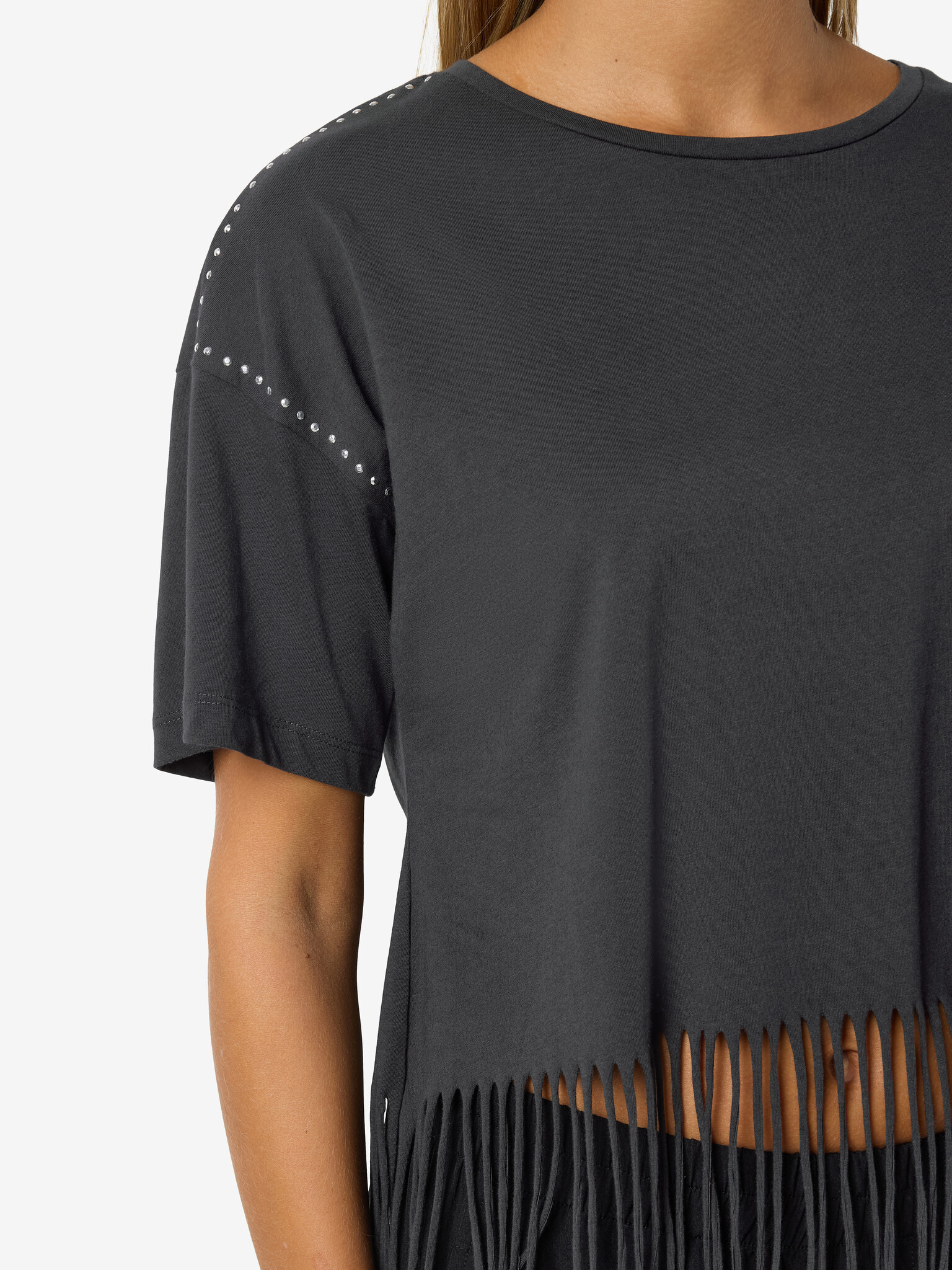 NMGABY S/S FRILL T-SHIRT (OBSIDAN/STONES