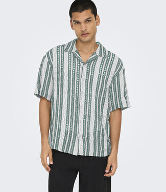 Only & Sons ONSDANI CROCHET SS SHIRT (Comfrey/GARDENIA)