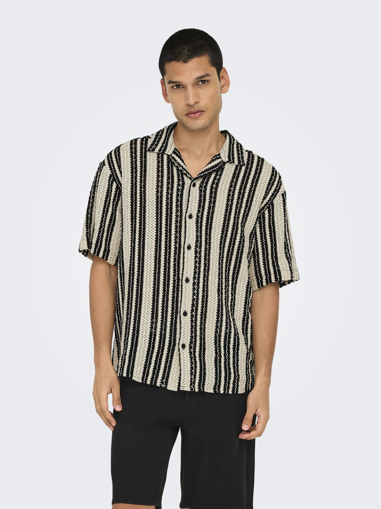 ONSDANI CROCHET SS SHIRT (Cloud dancer/black)