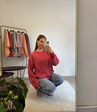 FEM Long Sleeve Stripes T-shirt (Pink/Red)