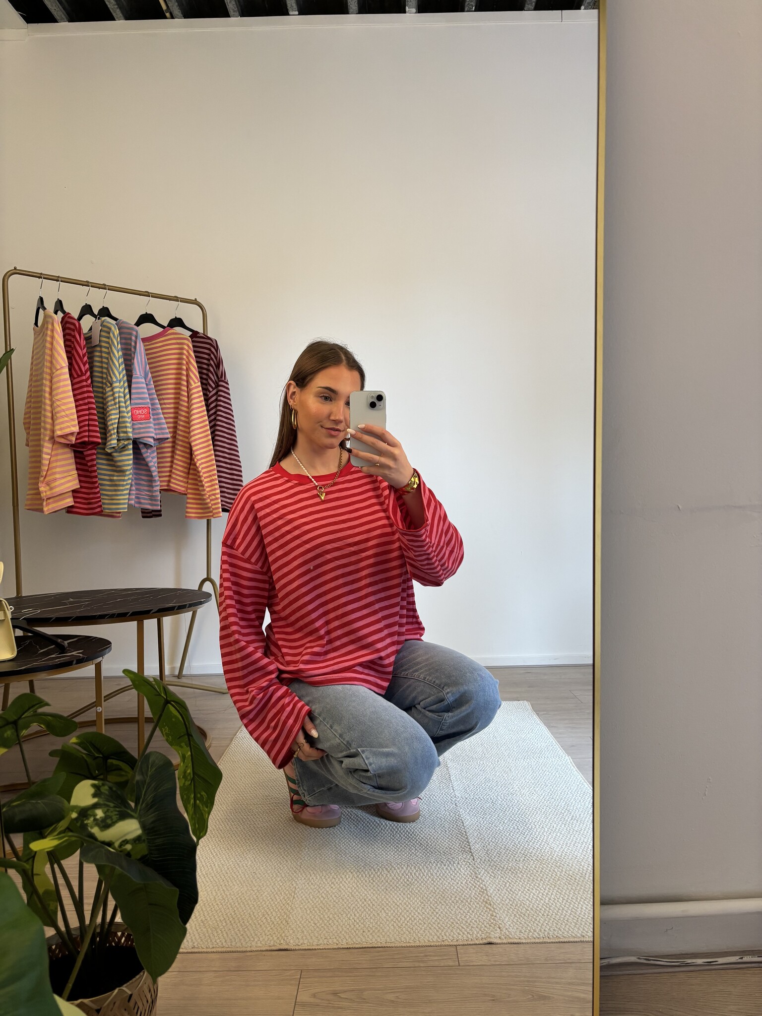 FEM Long Sleeve Stripes T-shirt (Pink/Red)