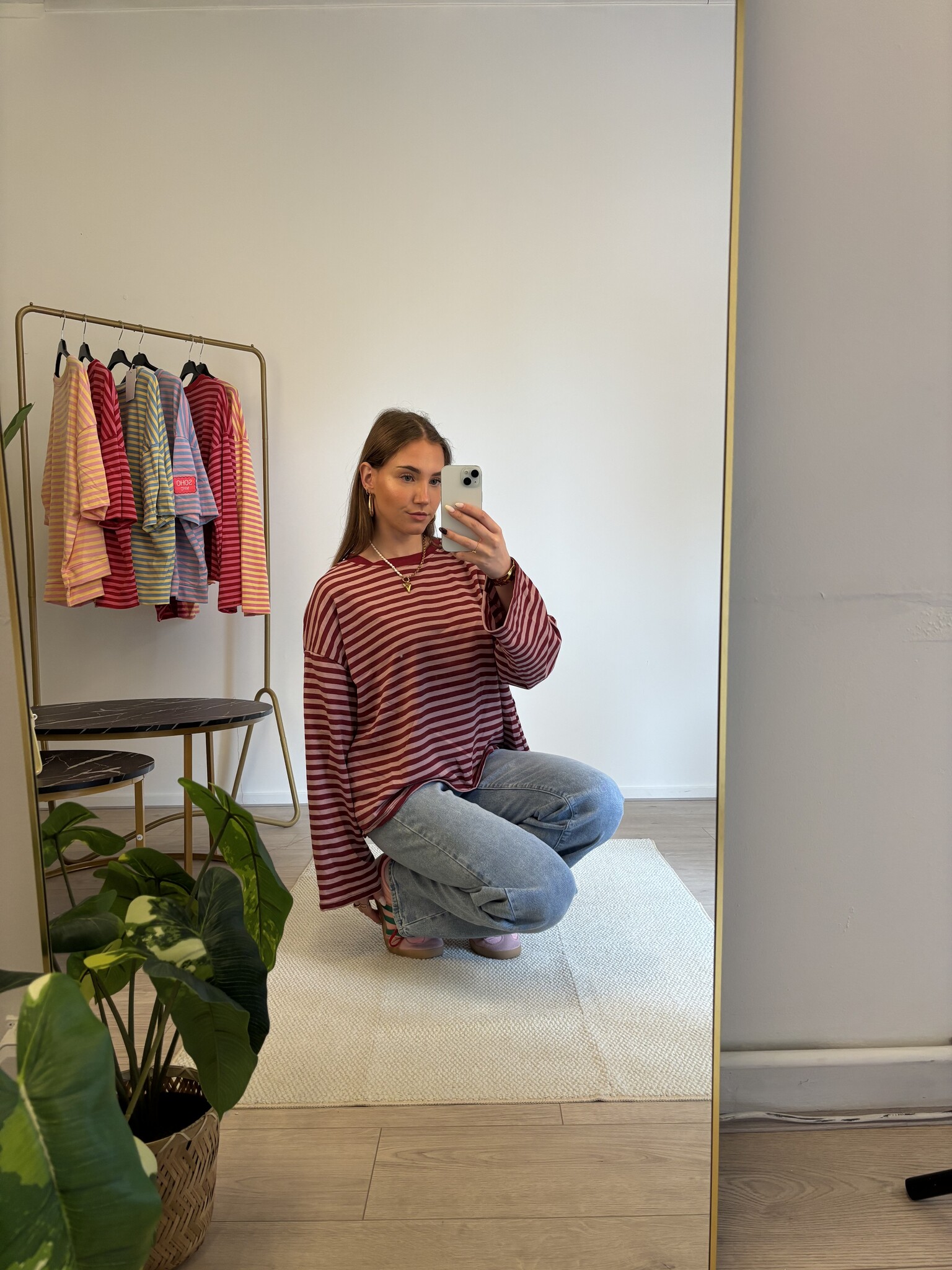 FEM Long Sleeve Stripes T-shirt (Pink/Bordeau)