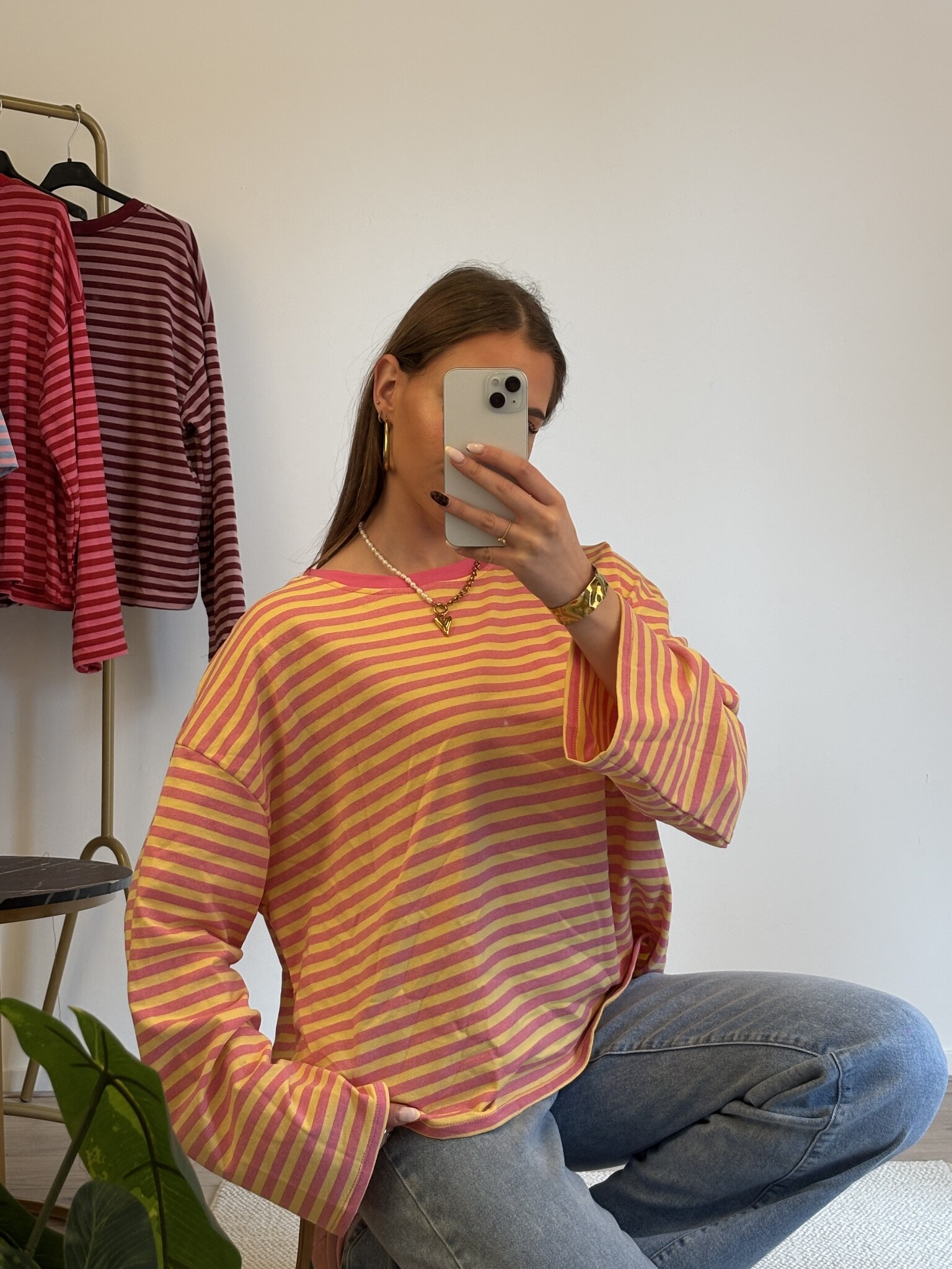 FEM Long Sleeve Stripes T-shirt (Pink/Yellow)