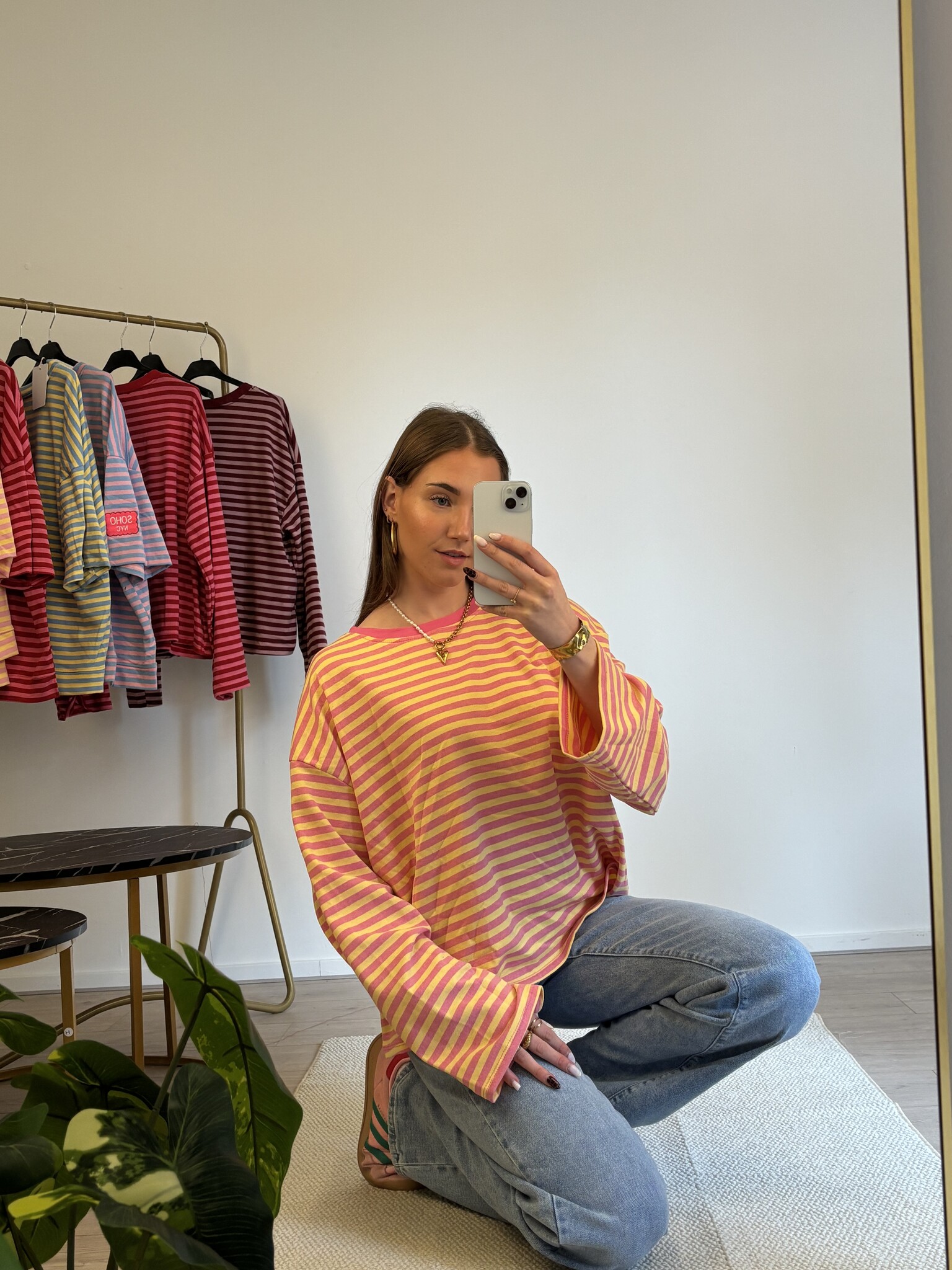 FEM Long Sleeve Stripes T-shirt (Pink/Yellow)