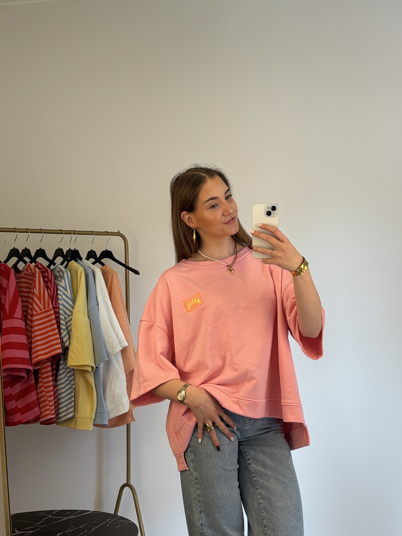 MALIBU Patches SS Sweater (Pink)