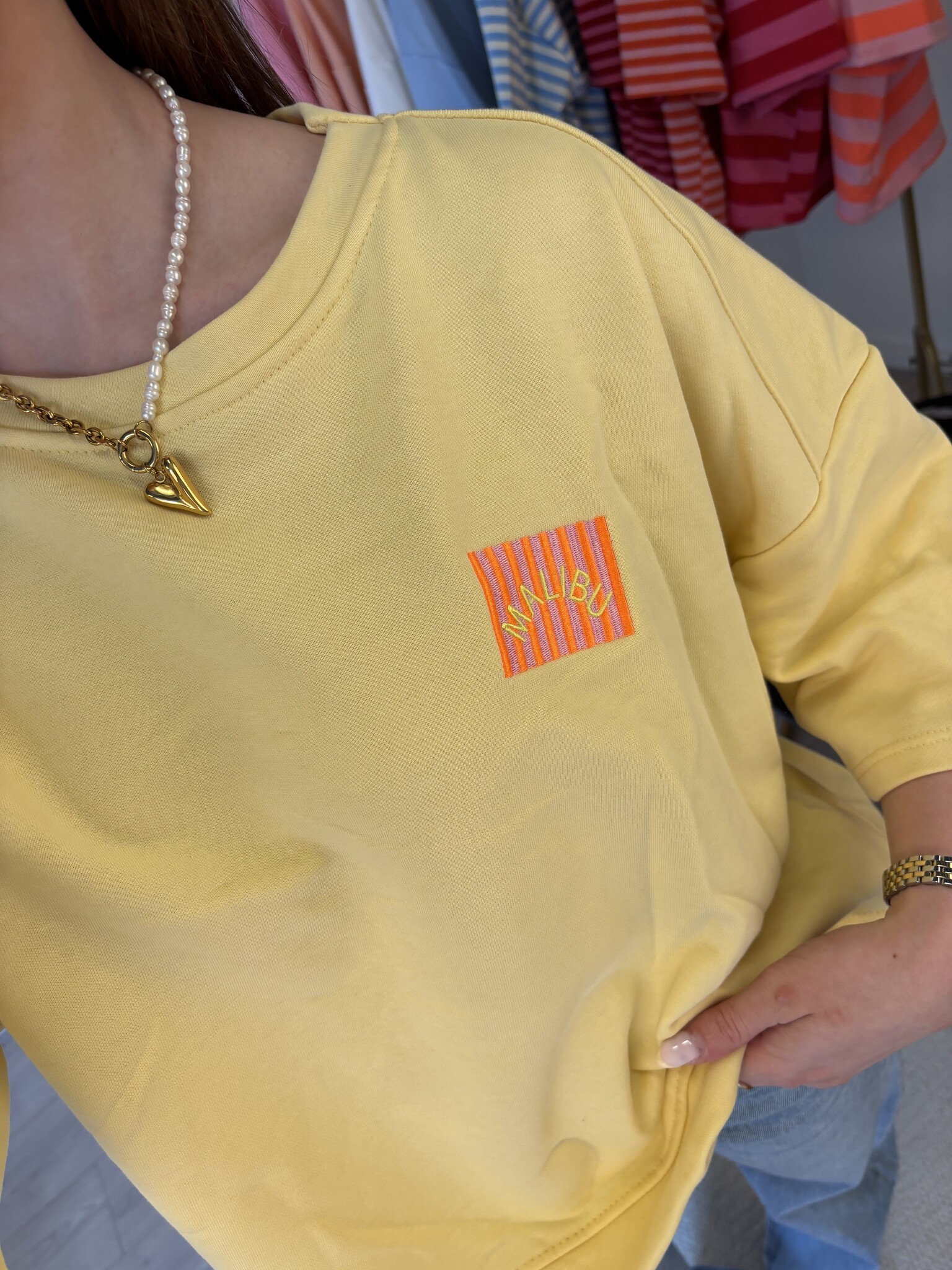 MALIBU Patches SS Sweater (Yellow)