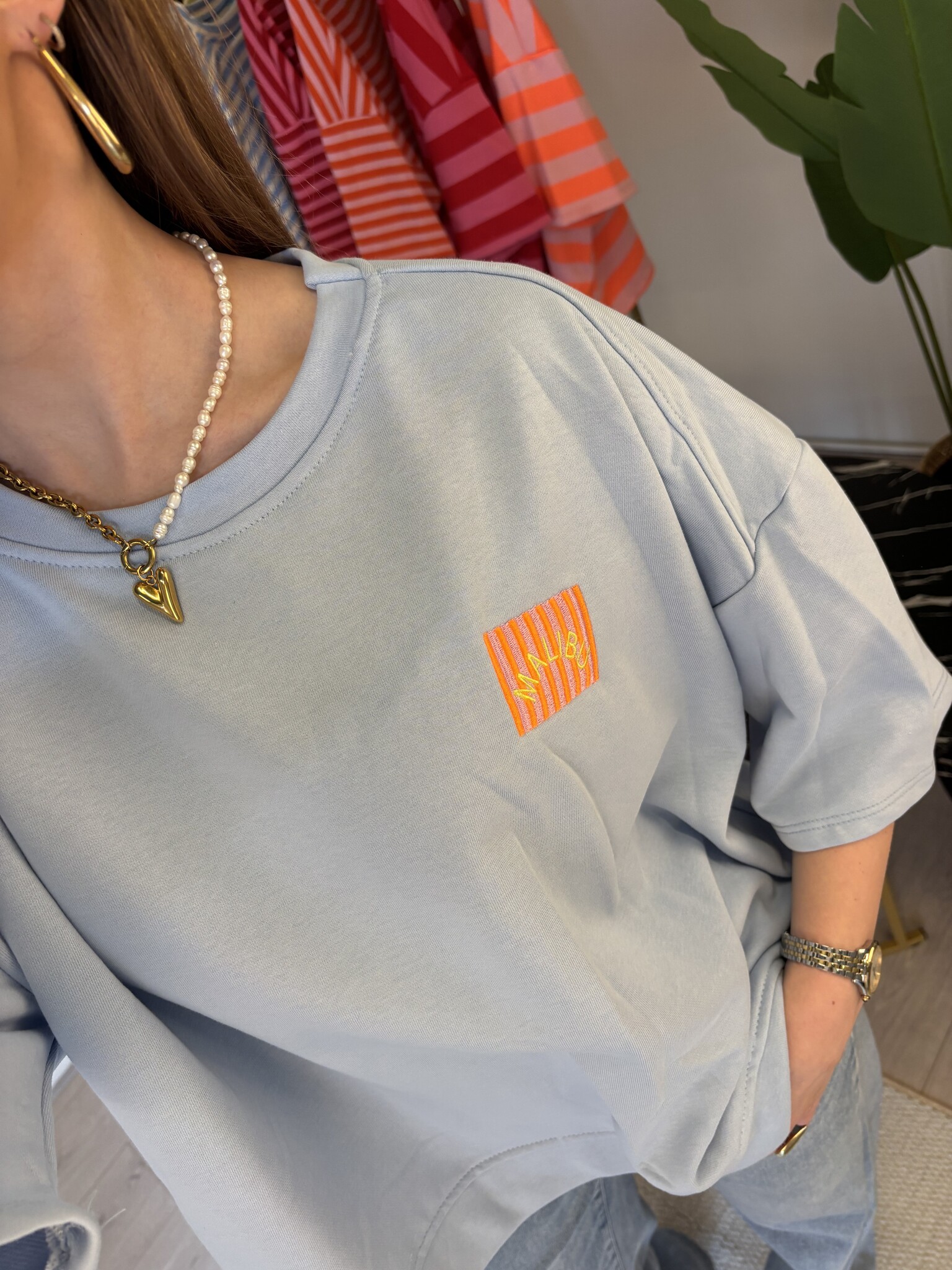 MALIBU Patches SS Sweater (Light Blue)