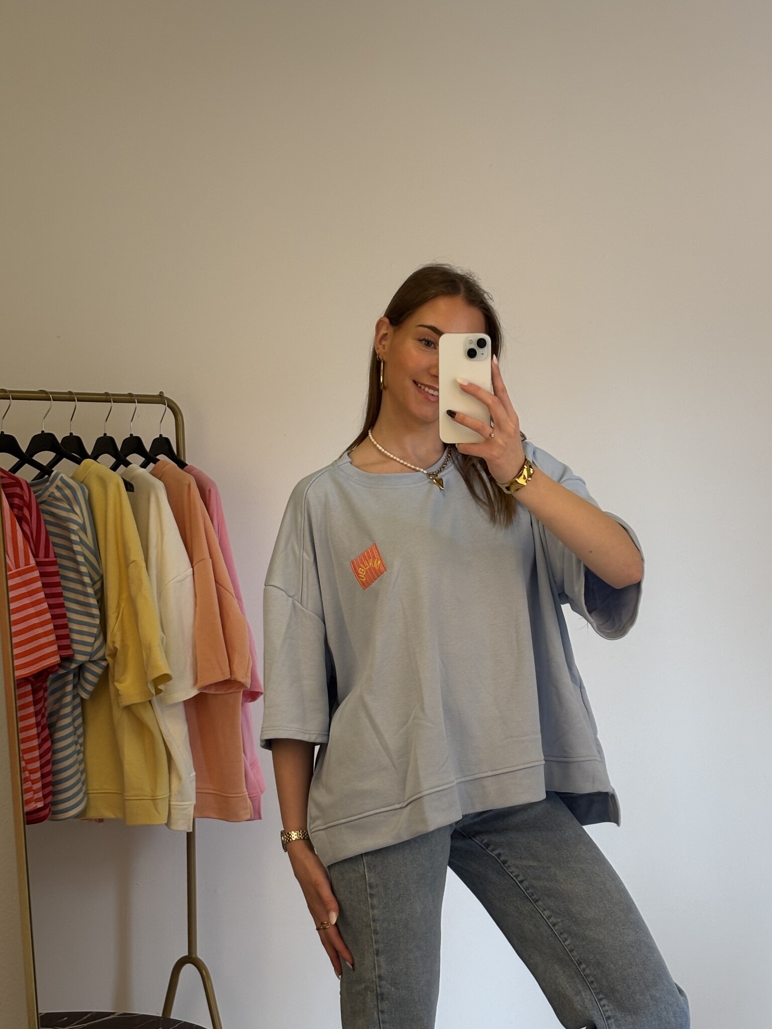 MALIBU Patches SS Sweater (Light Blue)