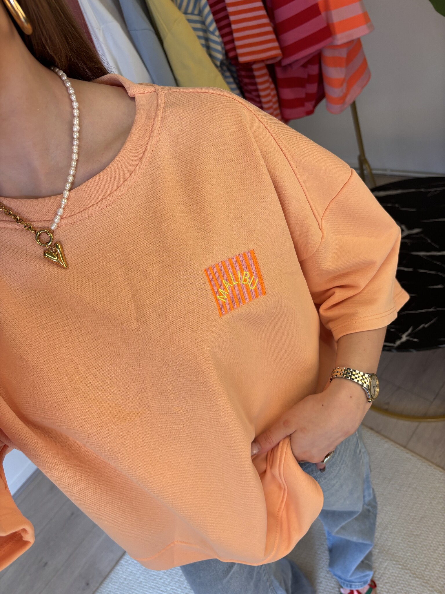 MALIBU Patches SS Sweater (Orange)