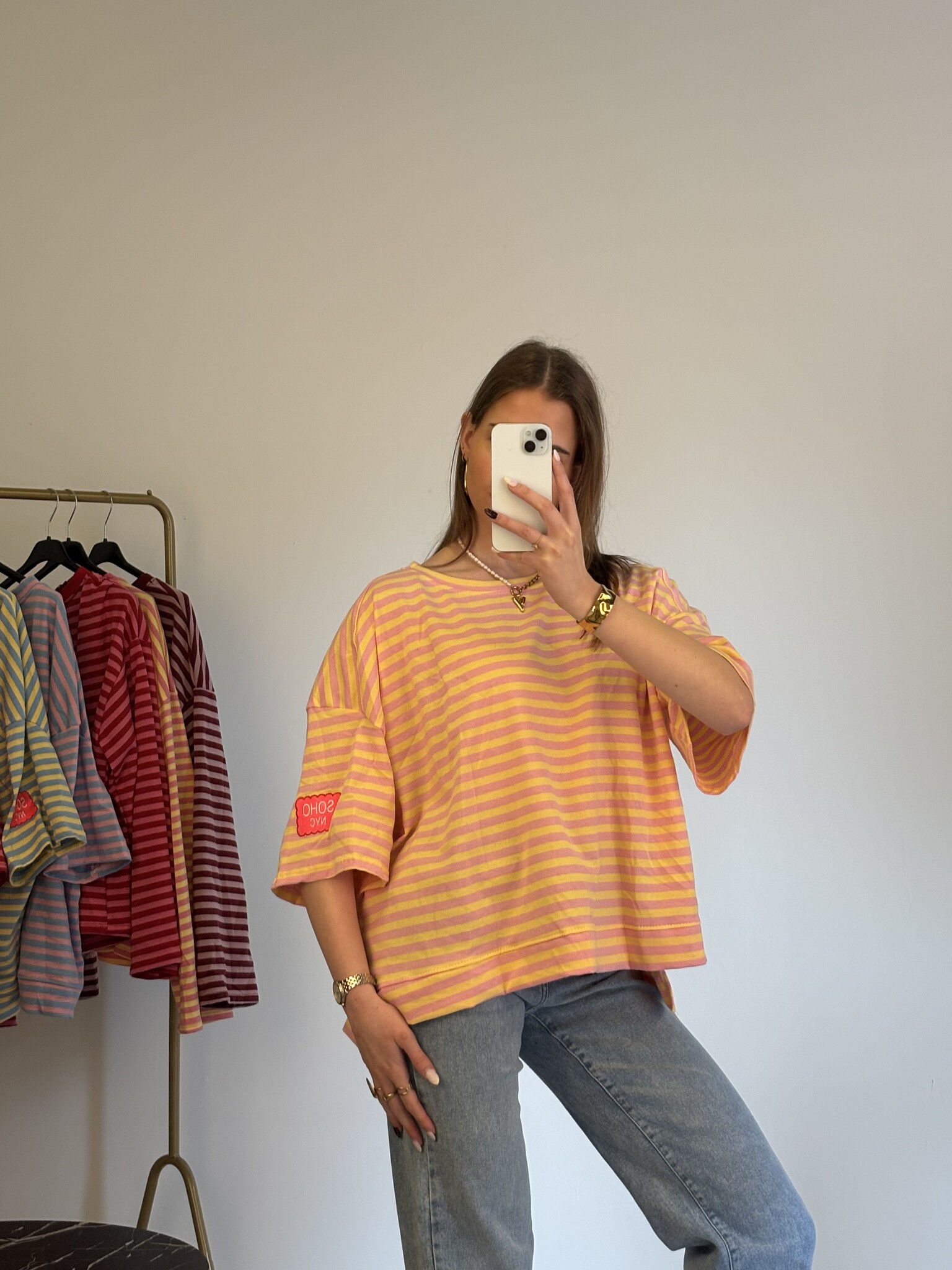 SOHO NYC Patches T-shirt (Pink/Yellow)