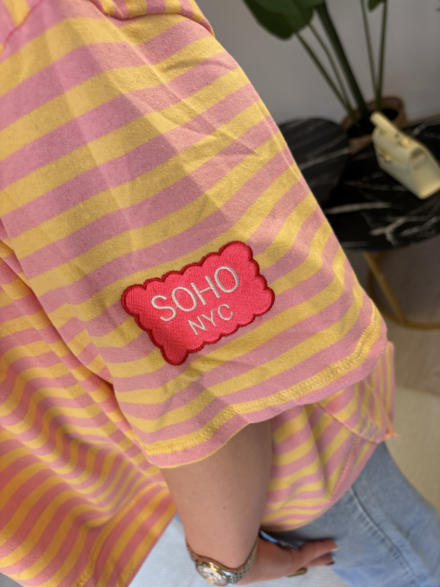 SOHO NYC Patches T-shirt (Pink/Yellow)
