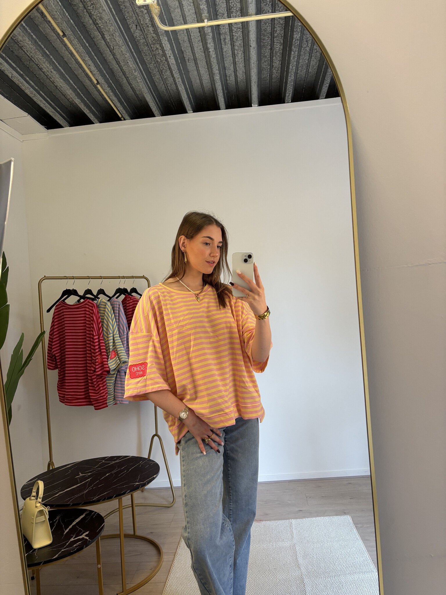 SOHO NYC Patches T-shirt (Pink/Yellow)