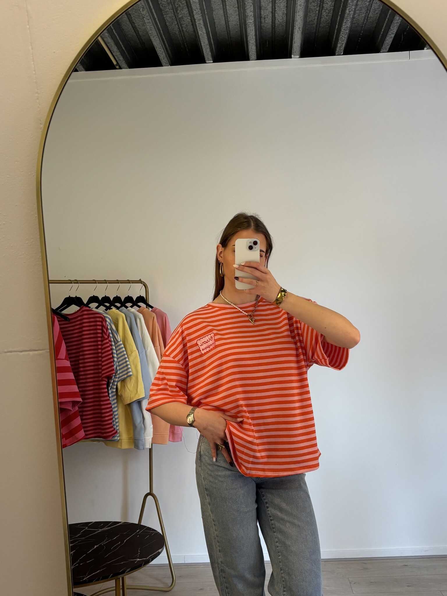 BISOUS MAGIQUE Stripes Tshirt (Pink/Orange)