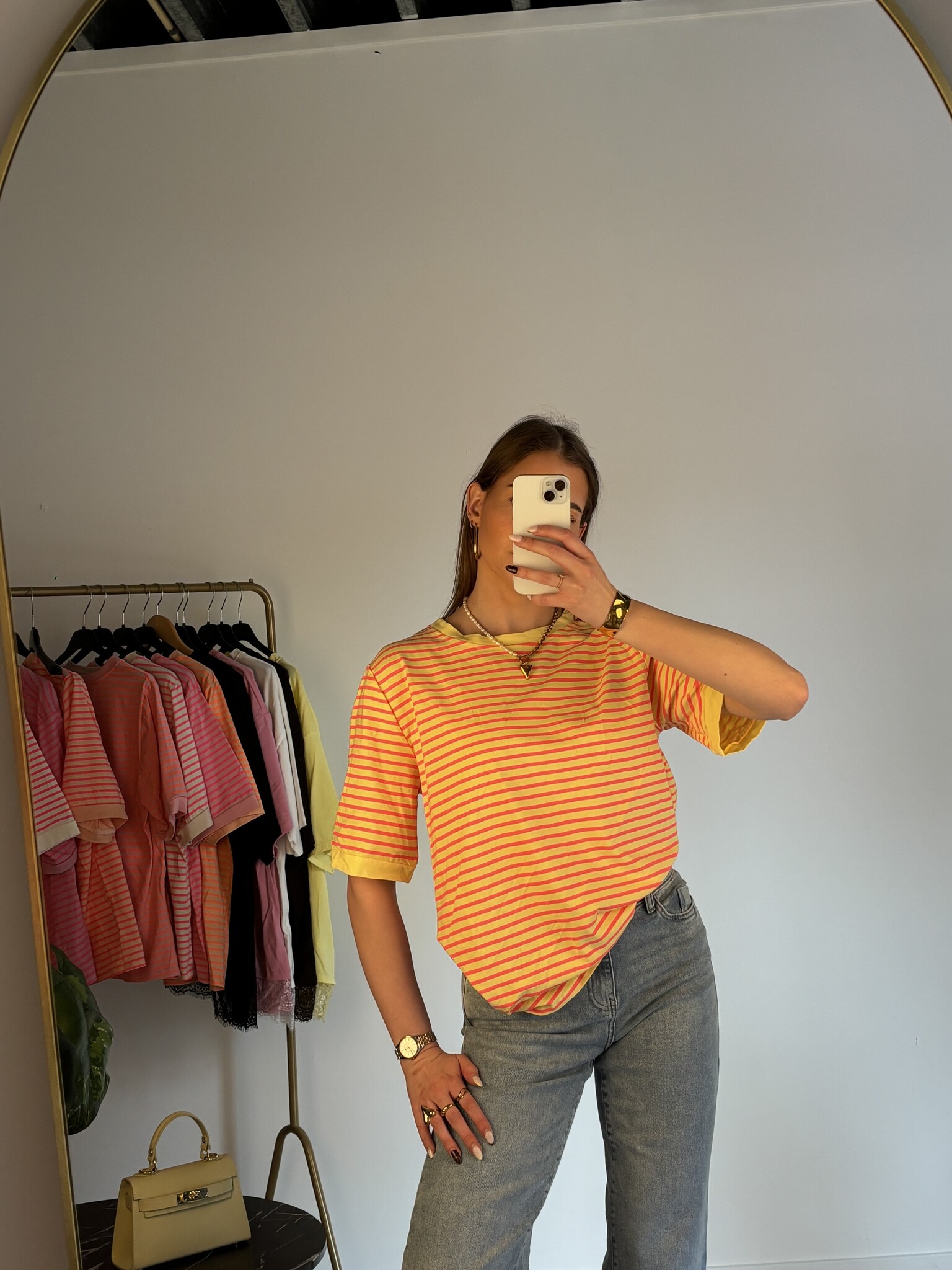 ESMEE Stripes T-shirt (Yellow/Neon Pink)