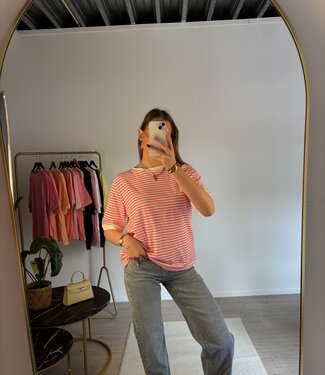 ESMEE Stripes T-shirt (White/Neon Pink)