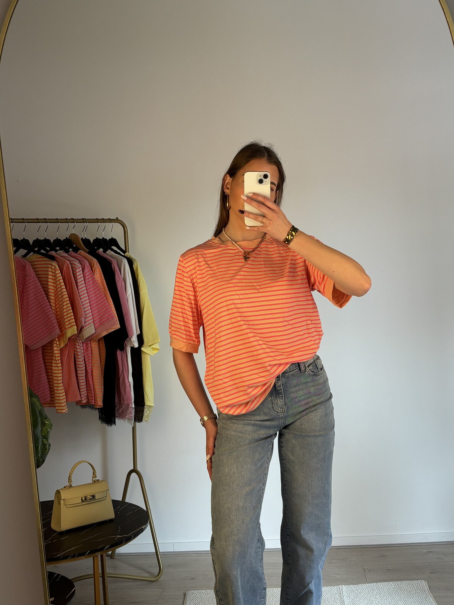 ESMEE Stripes T-shirt (Orange/Neon Pink)