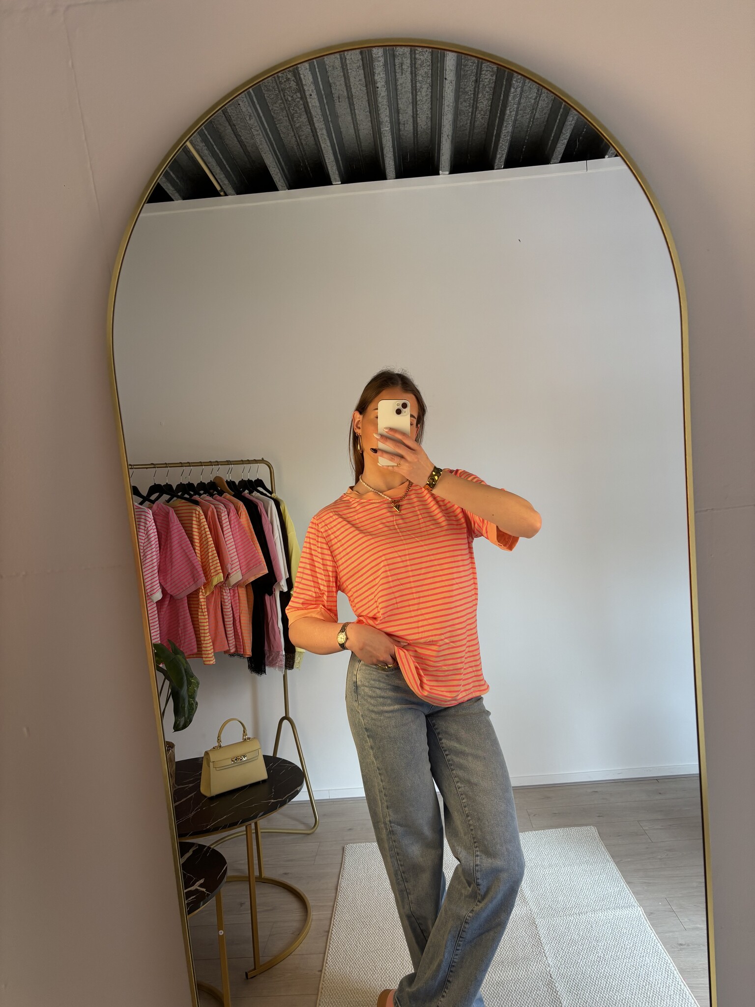 ESMEE Stripes T-shirt (Orange/Neon Pink)