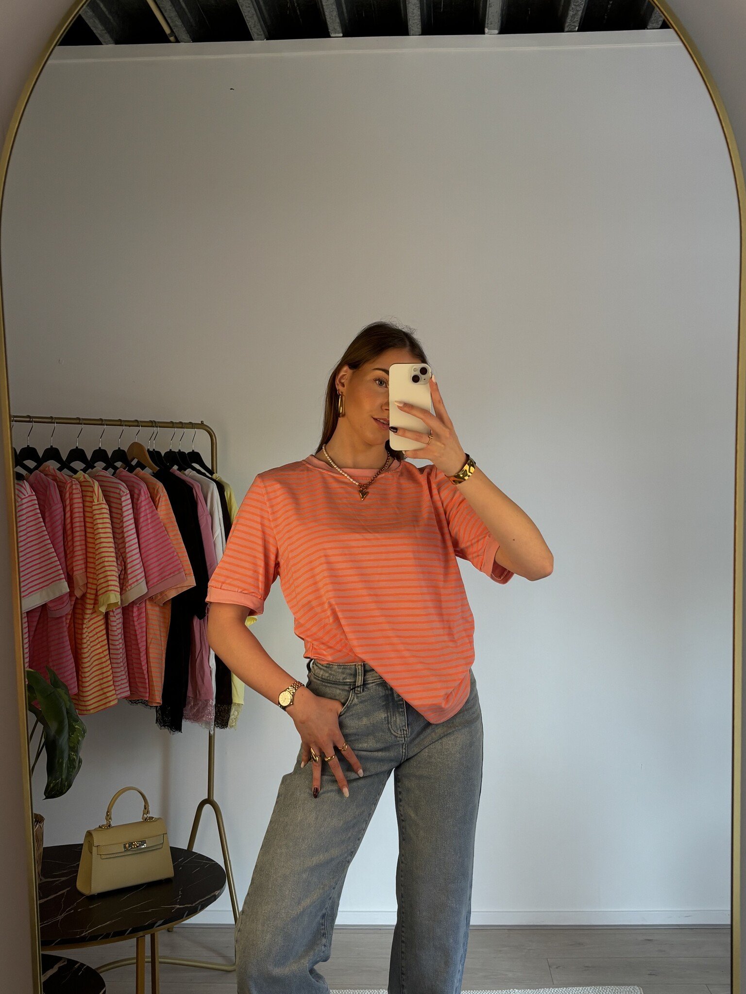 ESMEE Stripes T-shirt (Pink/Neon Orange)