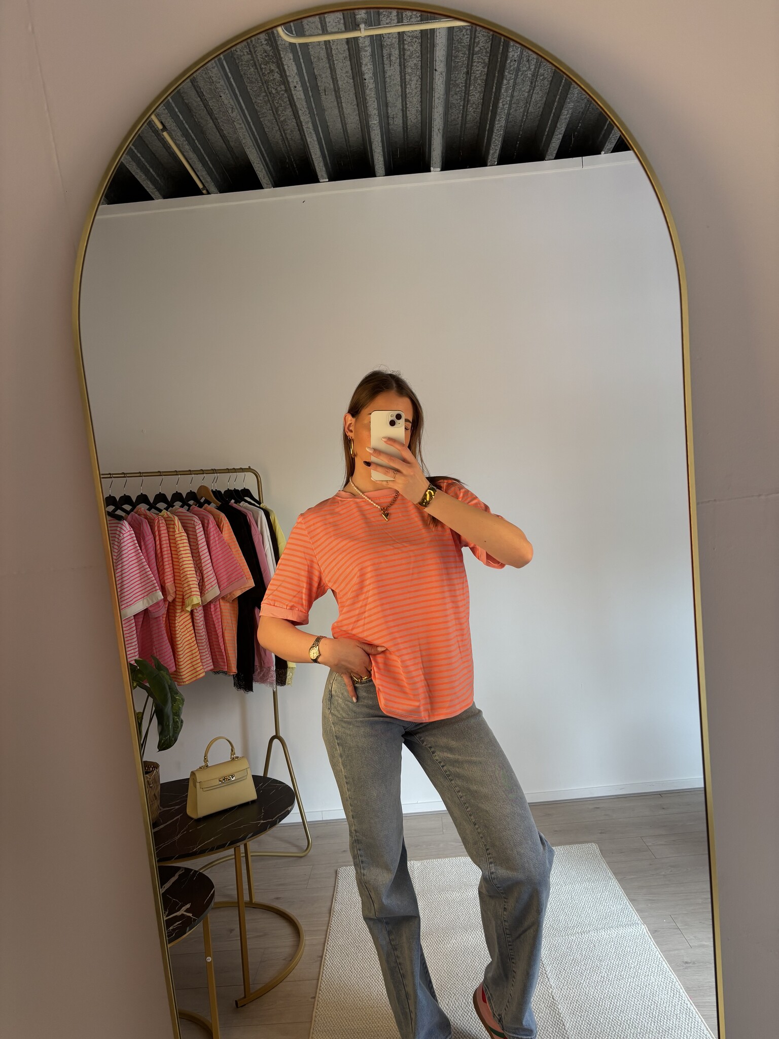 ESMEE Stripes T-shirt (Pink/Neon Orange)