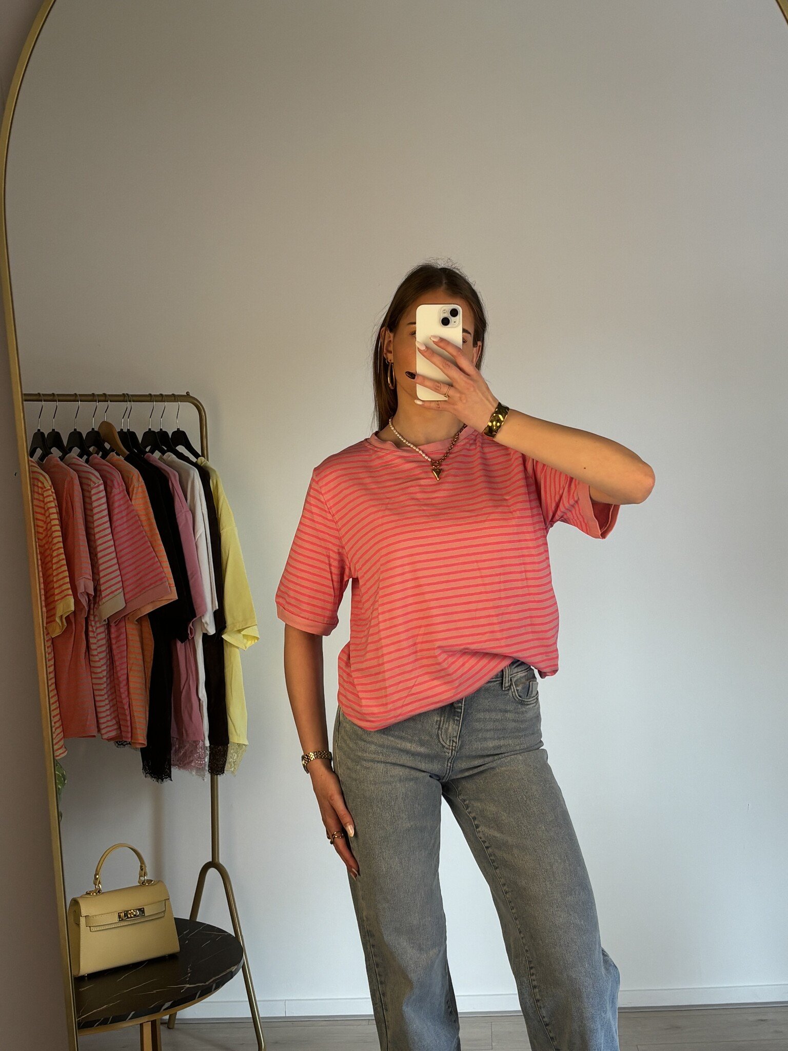 ESMEE Stripes T-shirt (Hot Pink/Neon Pink)