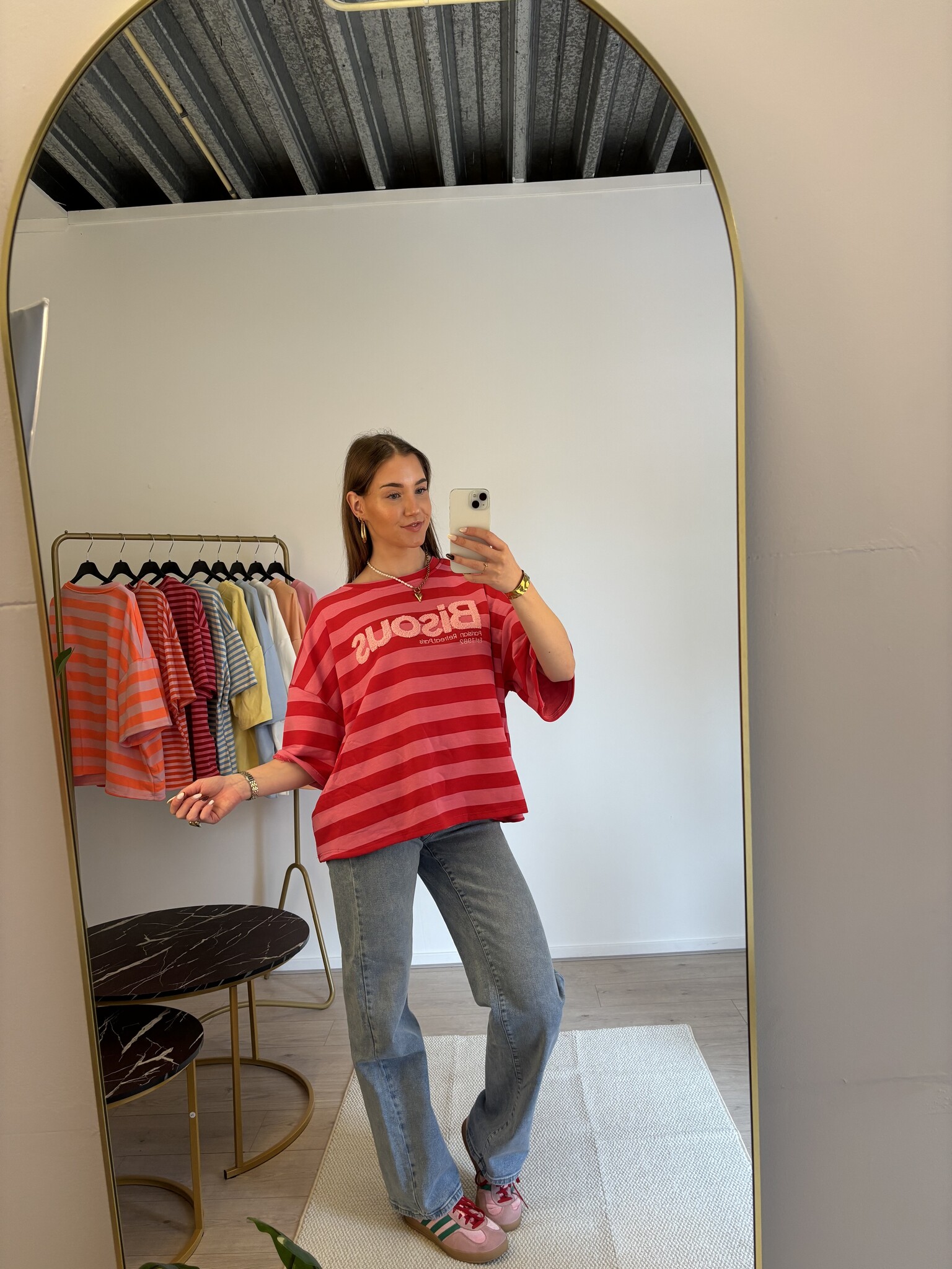 BISOUS Stripes SS T-shirt (Pink/Red)