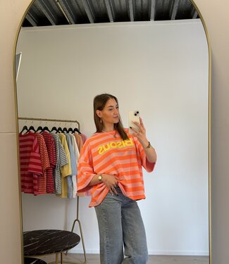 BISOUS Stripes SS T-shirt (Pink/Neon Orange)
