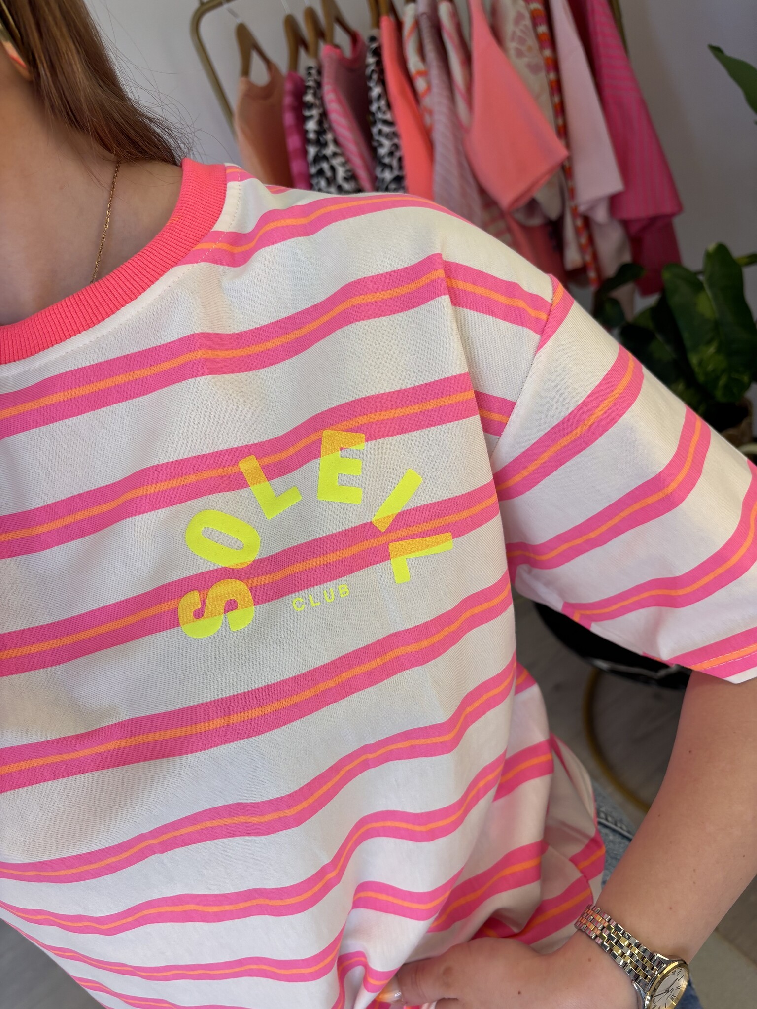 SOLEIL Stripes (Neon Pink/White)