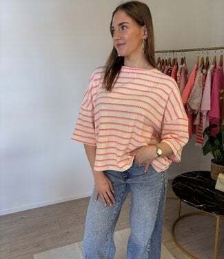 SEATTLE Knit T-Shirt (Neon Pink/Orange)