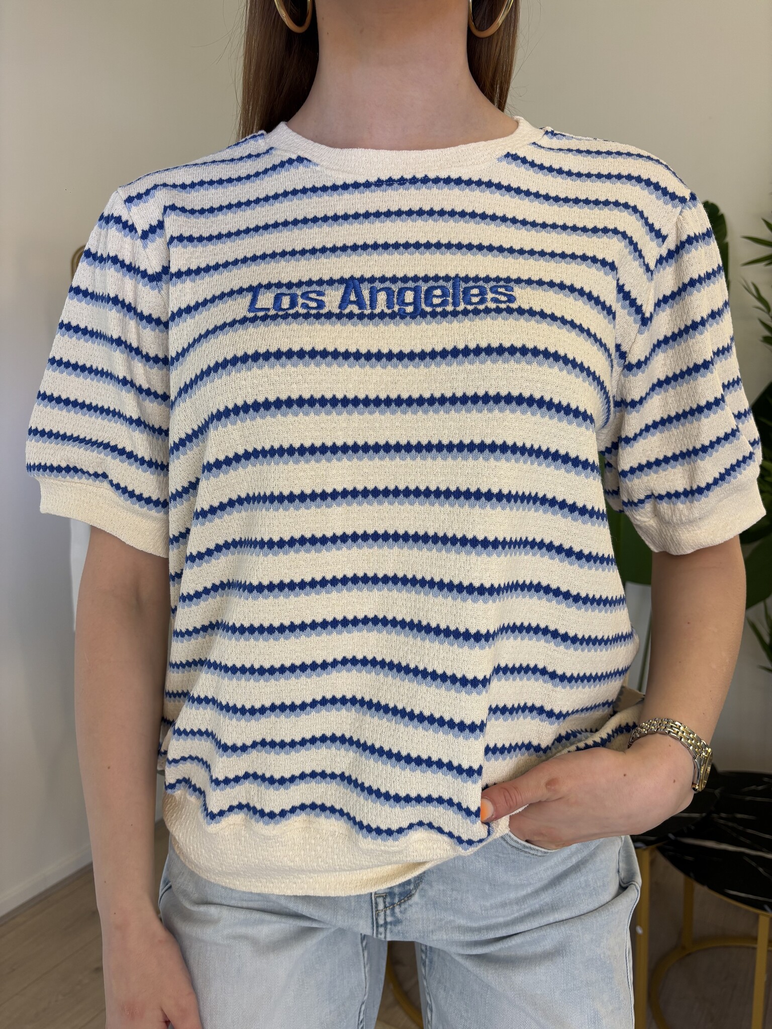 LOS ANGELES Knit T-Shirt (Cobalt/Sky Blue)