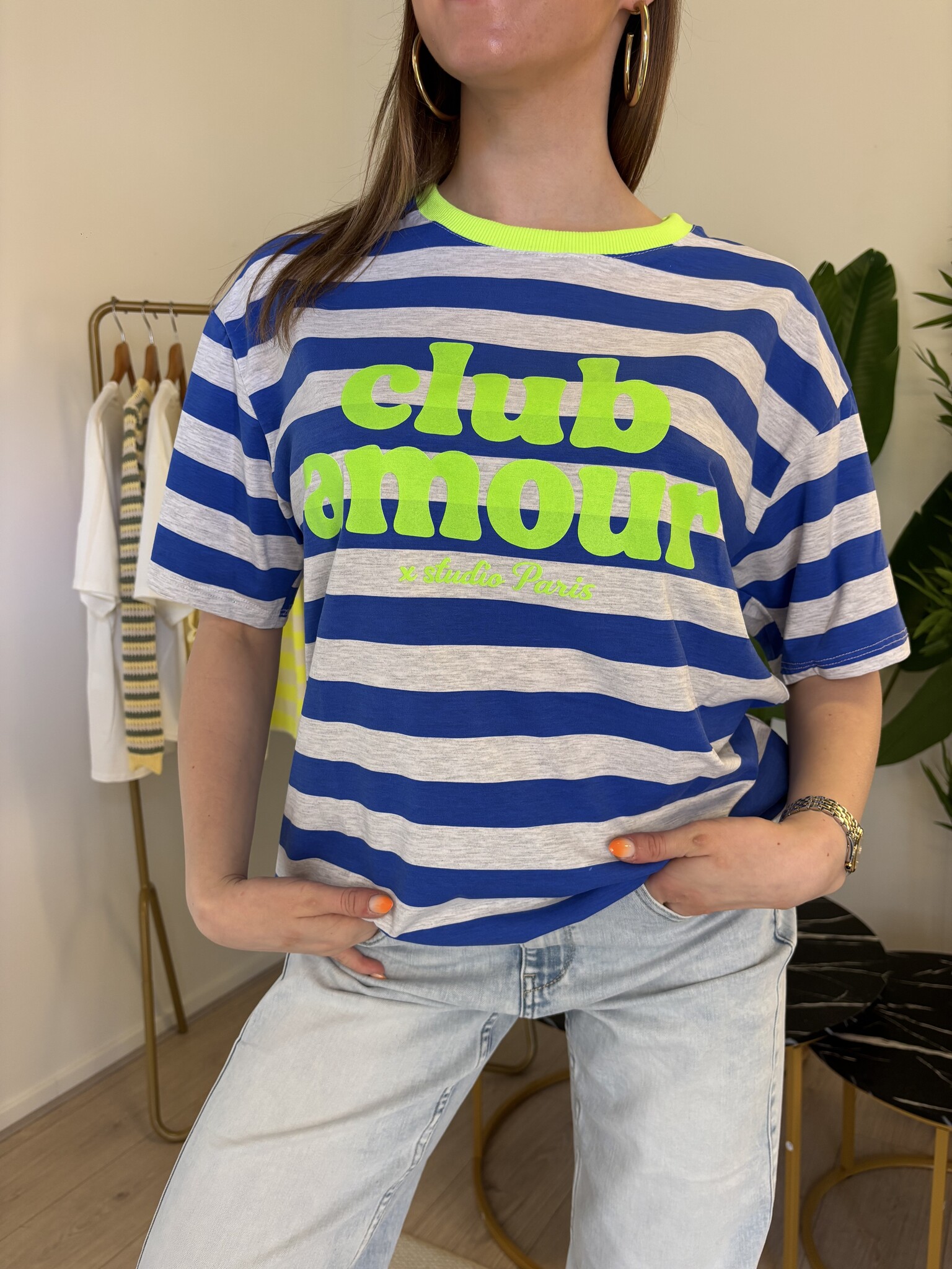 CLUB AMOUR  Stripes (Neon Green/Blue)