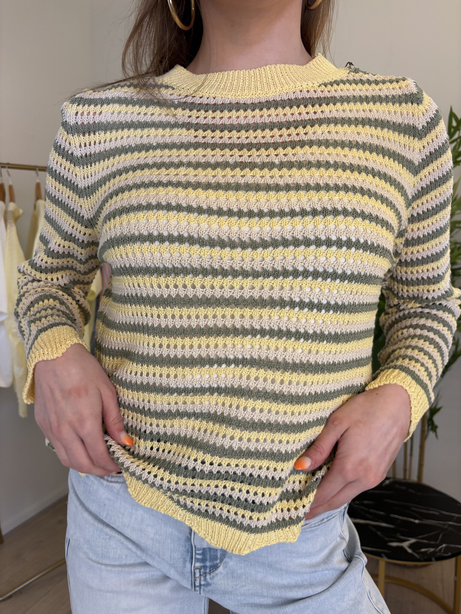VENETA Knit Trui (Green/Yellow)