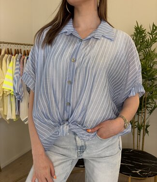 PAULINE Knot Front Shirt (Blue)