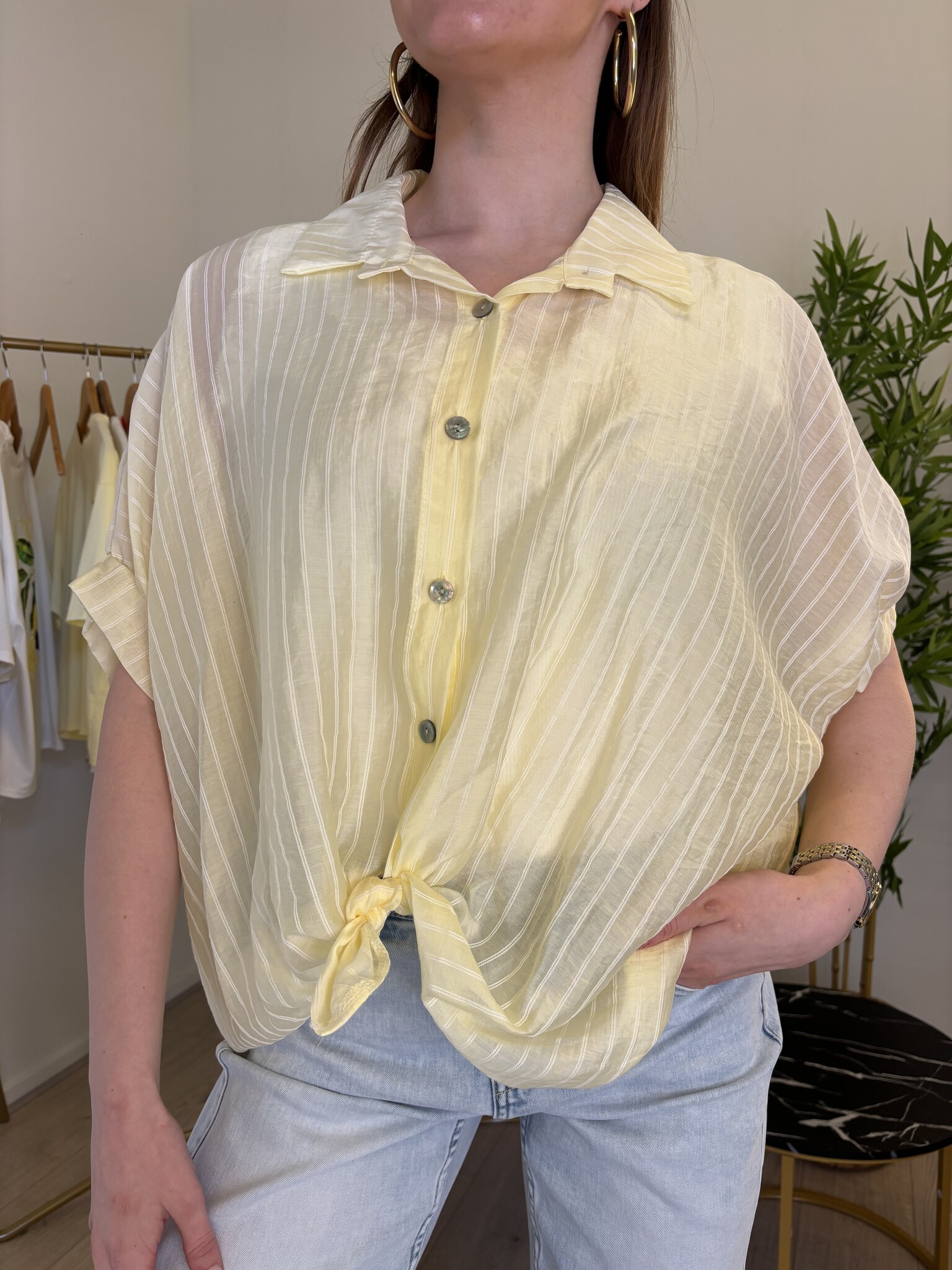 PAULINE Knot Front Shirt (Yellow)
