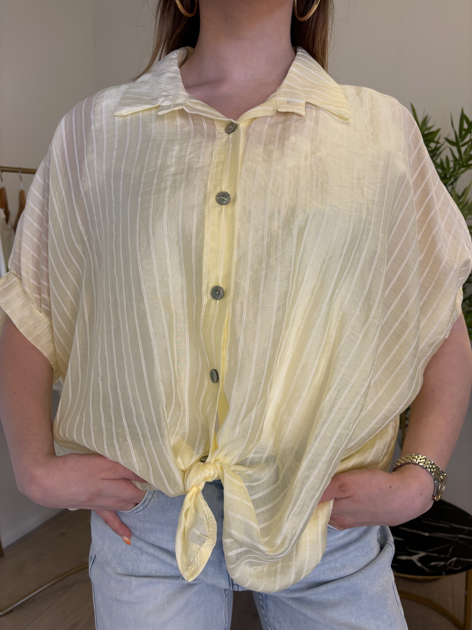 PAULINE Knot Front Shirt (Yellow)