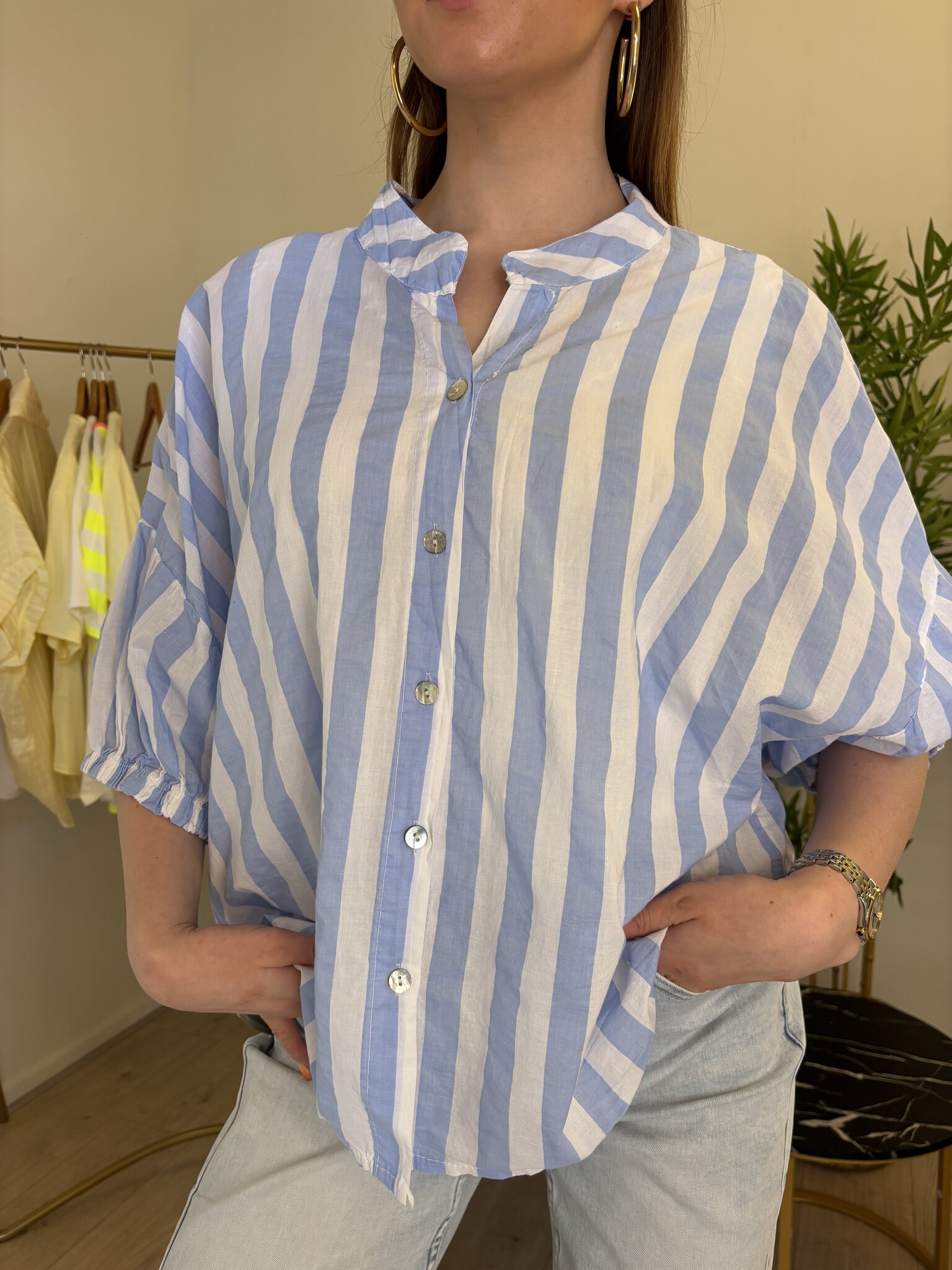 JUSTINE Stripes Blouse (Blue/White)