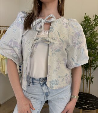 LOLA Floral Tie Front Top (Blue)