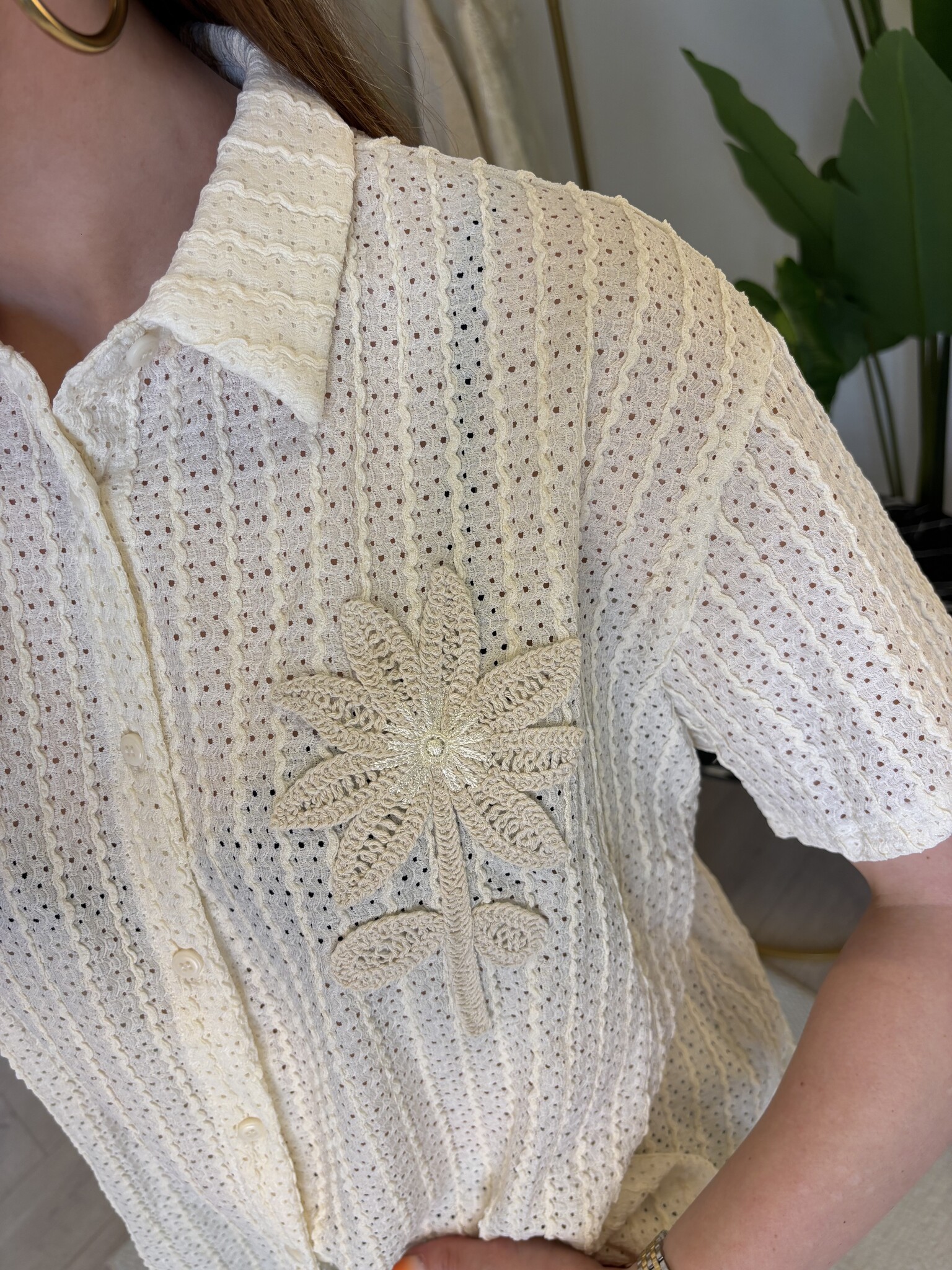 ISA Palm Boho Shirt (Cream)