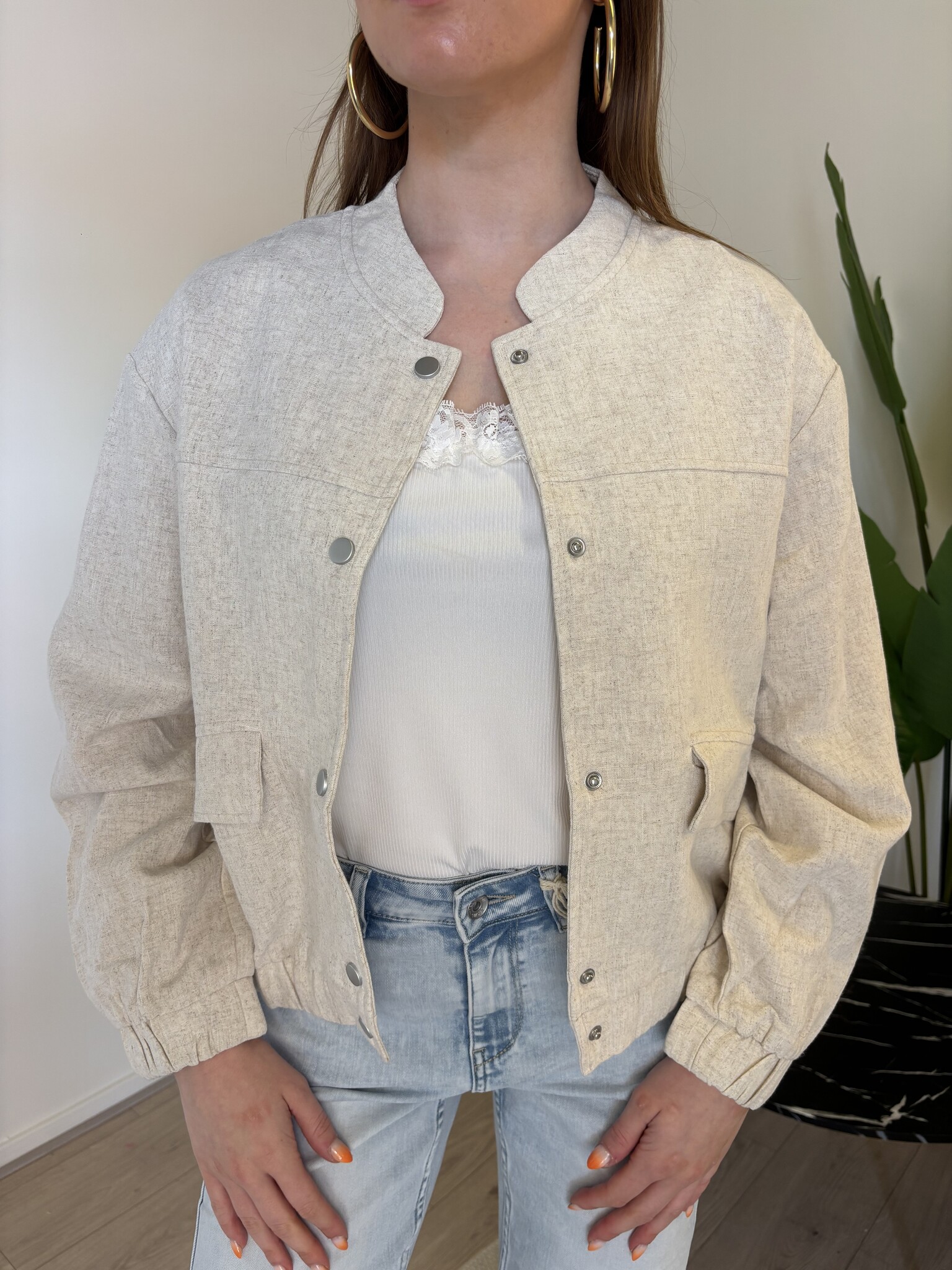 LEA Linen Bomber (Beige)