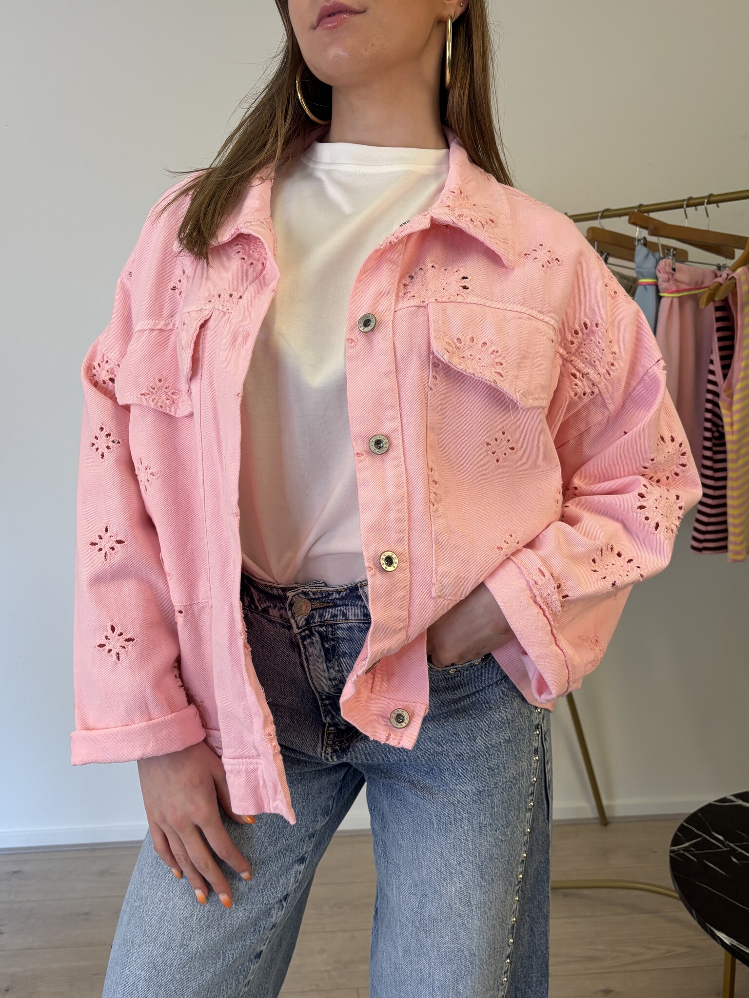 ARI Boho Spijkerjas  (Pink)