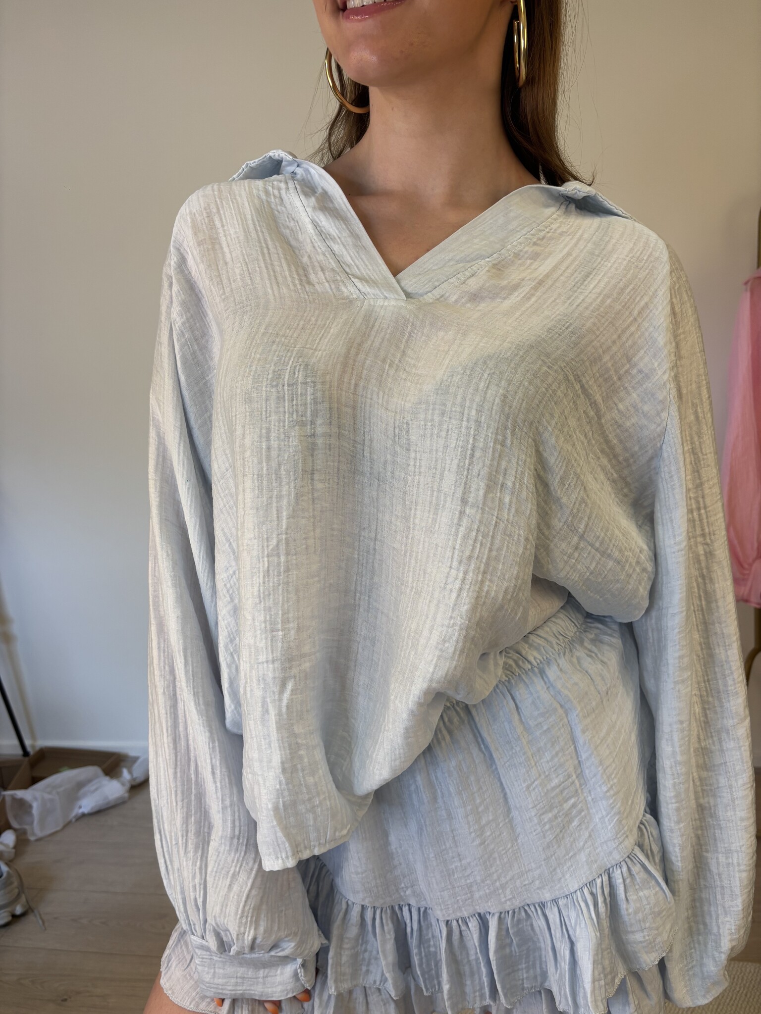 RAVEN 100% Lyocell Blouse (Sky Blue)